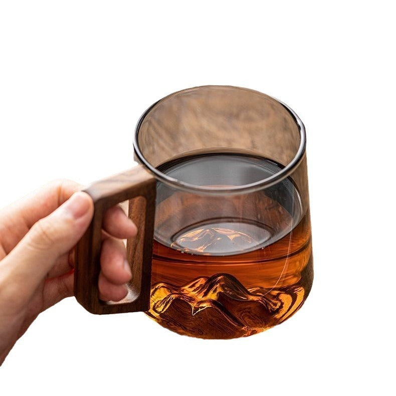 Guanshan Glass Cup with Wooden Handle