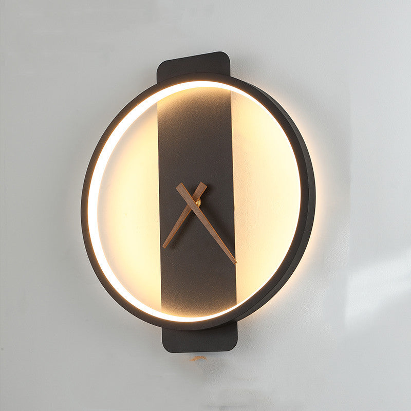 Nordic Bedroom Wall Lamp with Clock