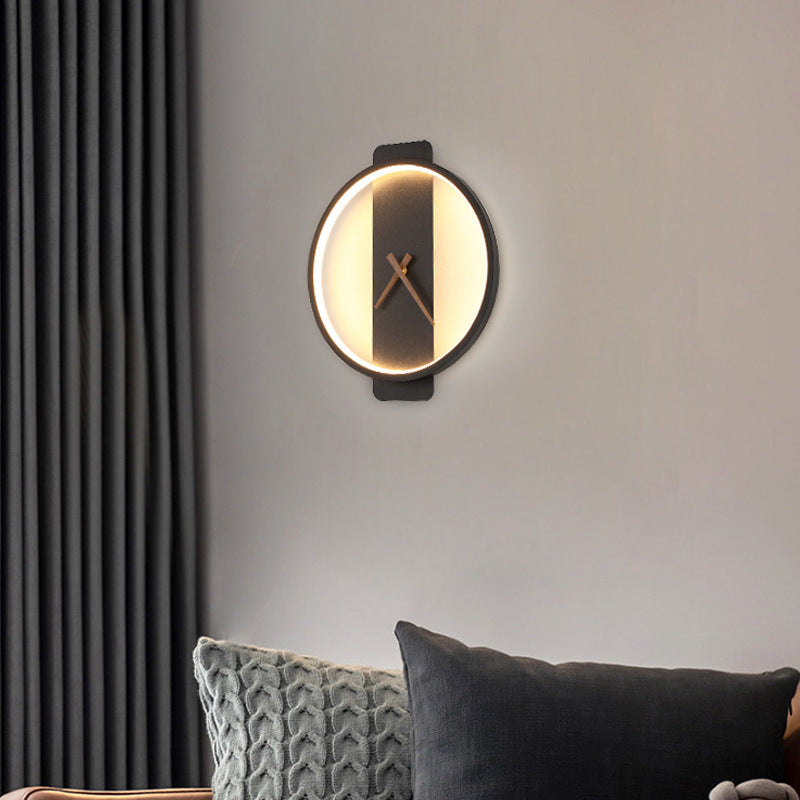Nordic Bedroom Wall Lamp with Clock