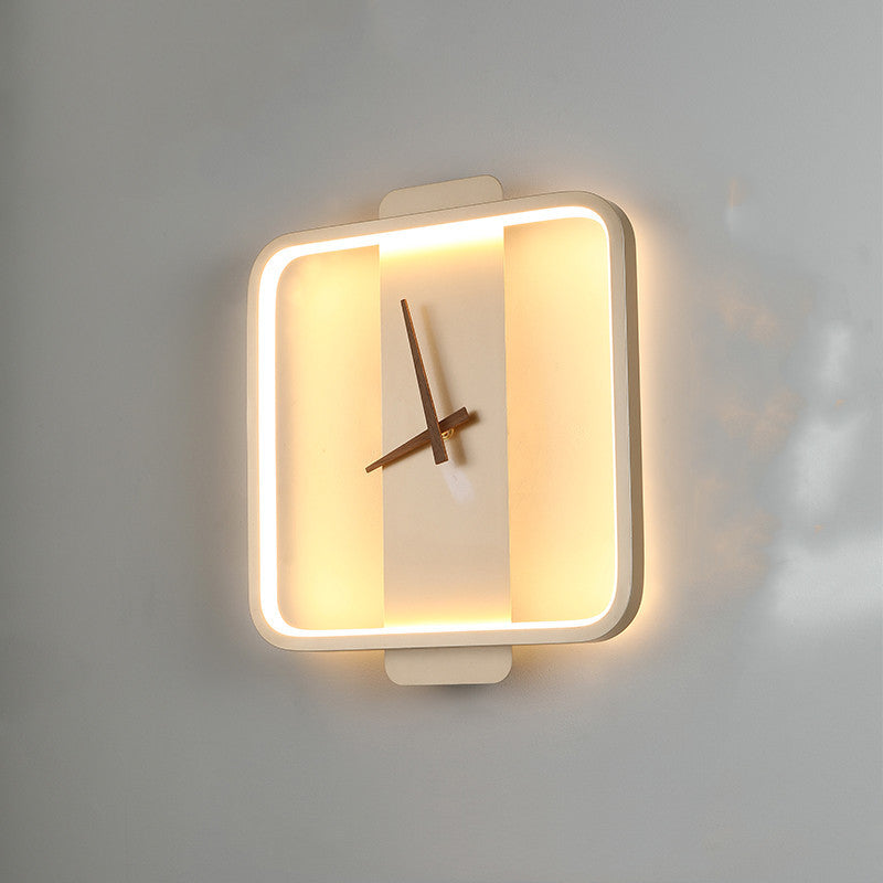 Nordic Bedroom Wall Lamp with Clock