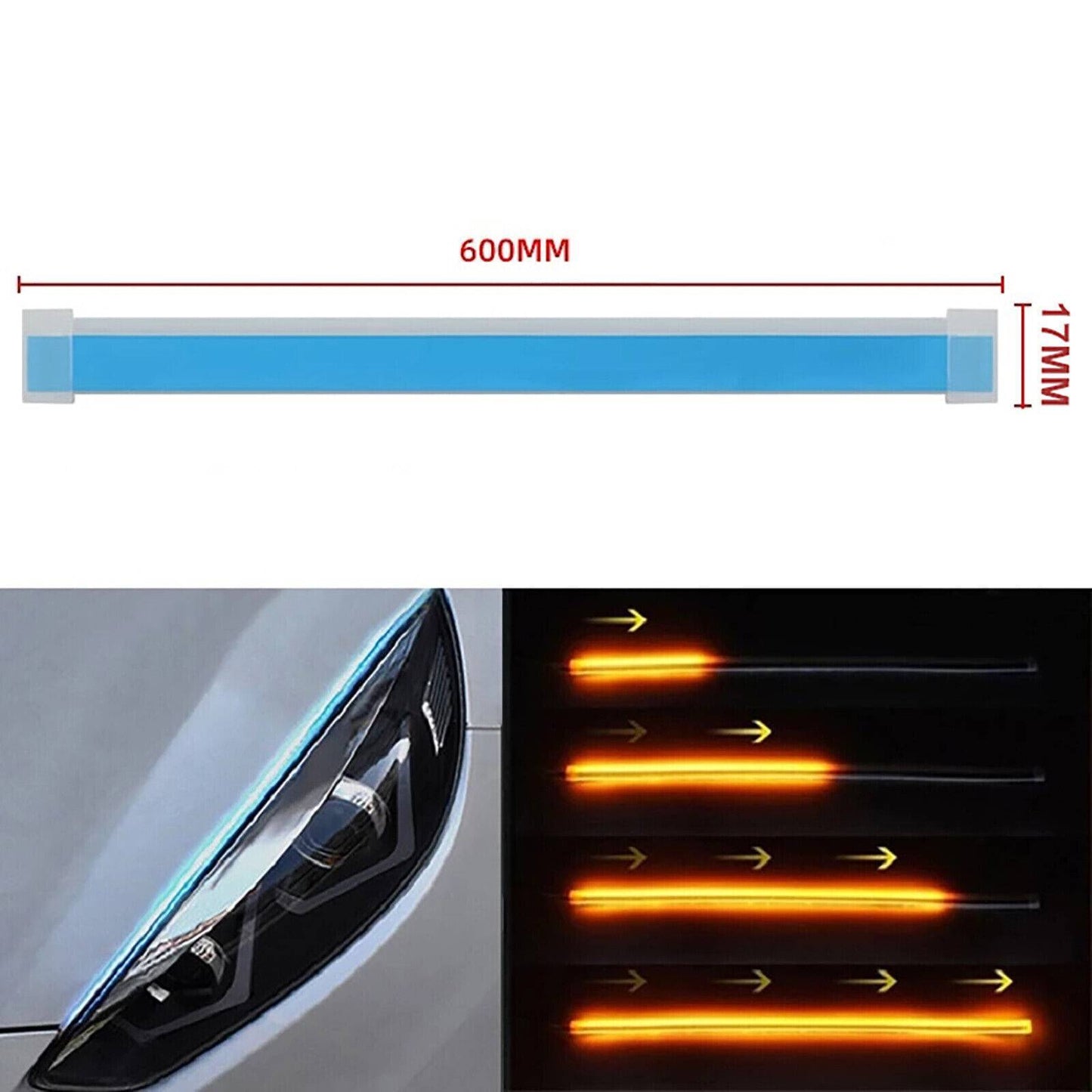 2x 60cm Dynamic LED Strip Turn Signal & Daytime Running Lights