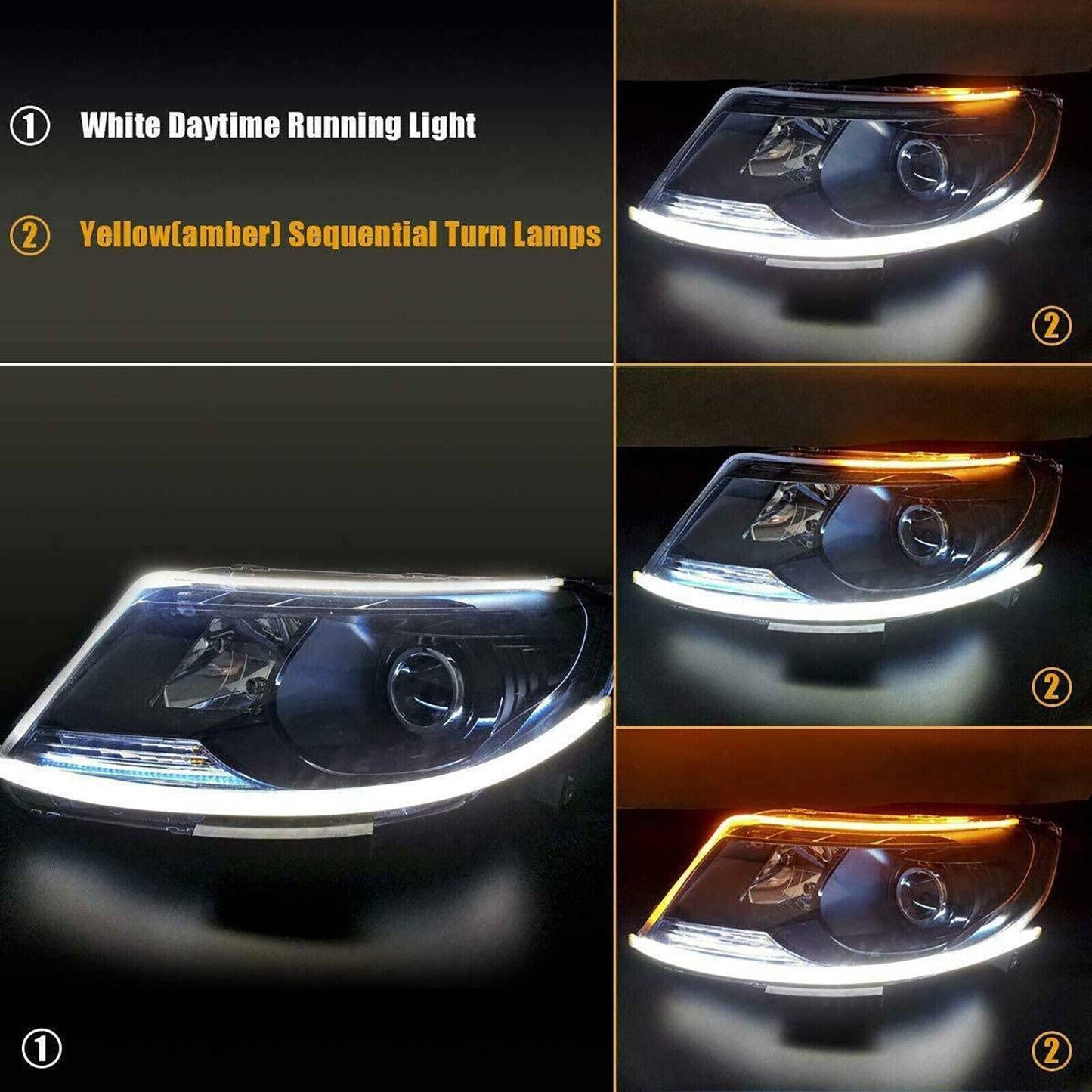 2x 60cm Dynamic LED Strip Turn Signal & Daytime Running Lights