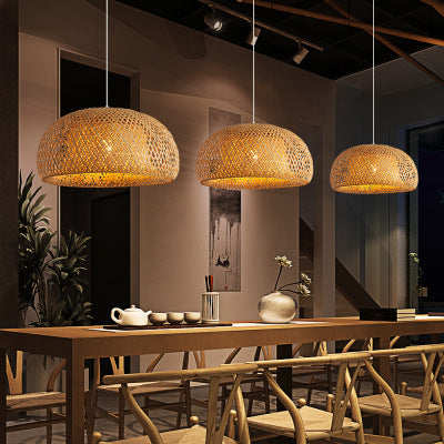 Japanese Style Bamboo Woven Chandelier
