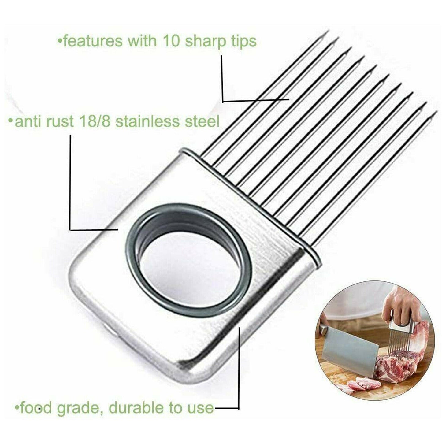 Stainless Steel Onion Holder & Meat Tenderizer – Multi-Purpose Kitchen Tool