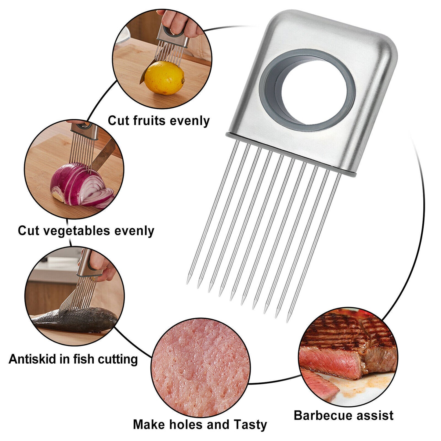 Stainless Steel Onion Holder & Meat Tenderizer – Multi-Purpose Kitchen Tool