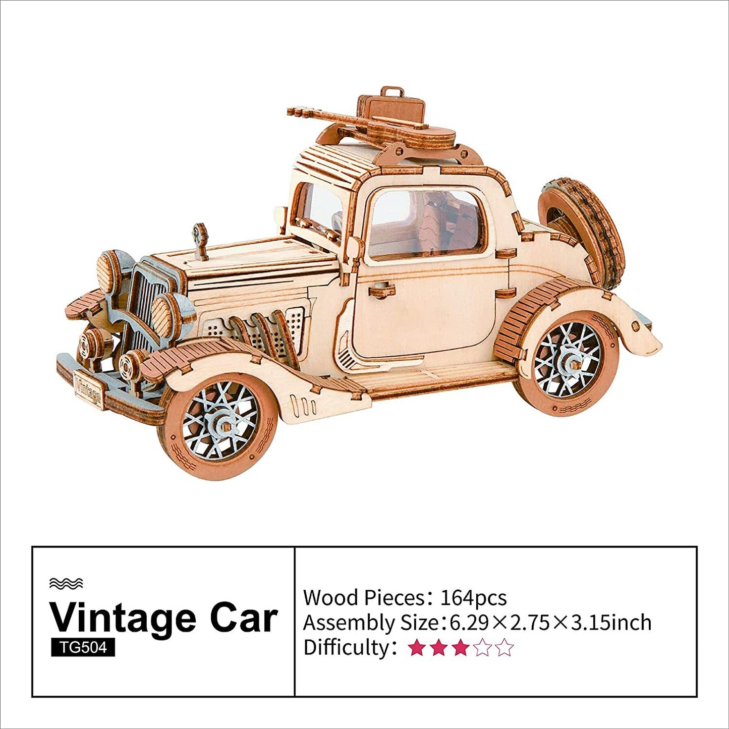 Robotime Rolife Vintage Car 3D Wooden Puzzle