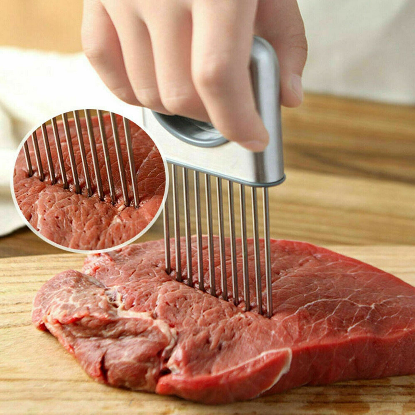 Stainless Steel Onion Holder & Meat Tenderizer – Multi-Purpose Kitchen Tool
