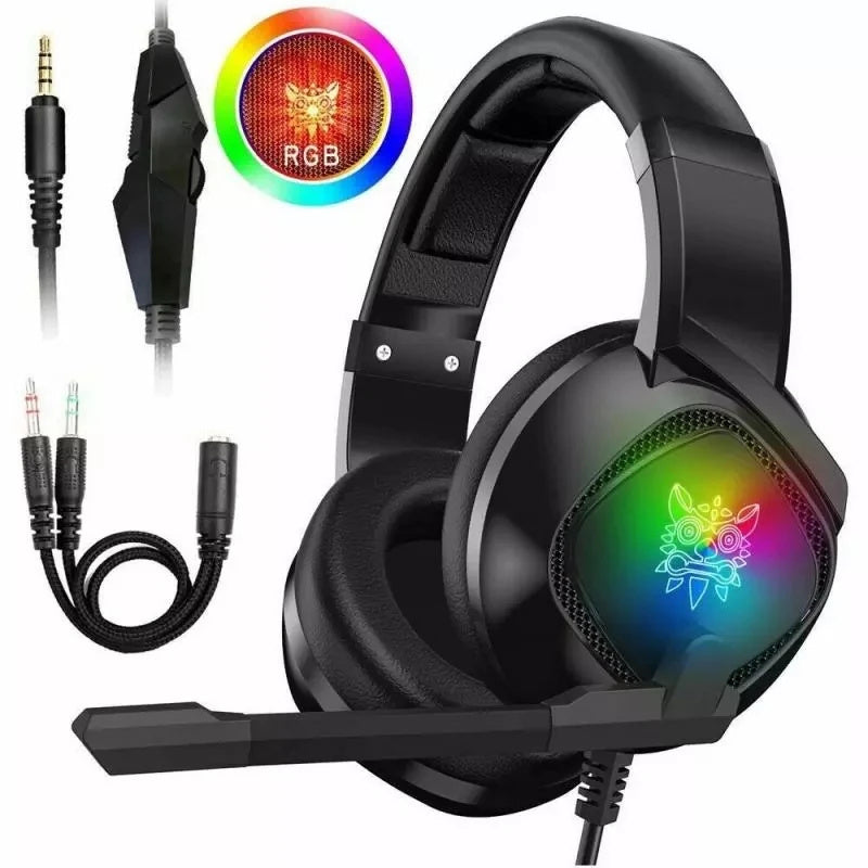 RGB Over-Ear Headphones with Noise Isolation & Adjustable Mic