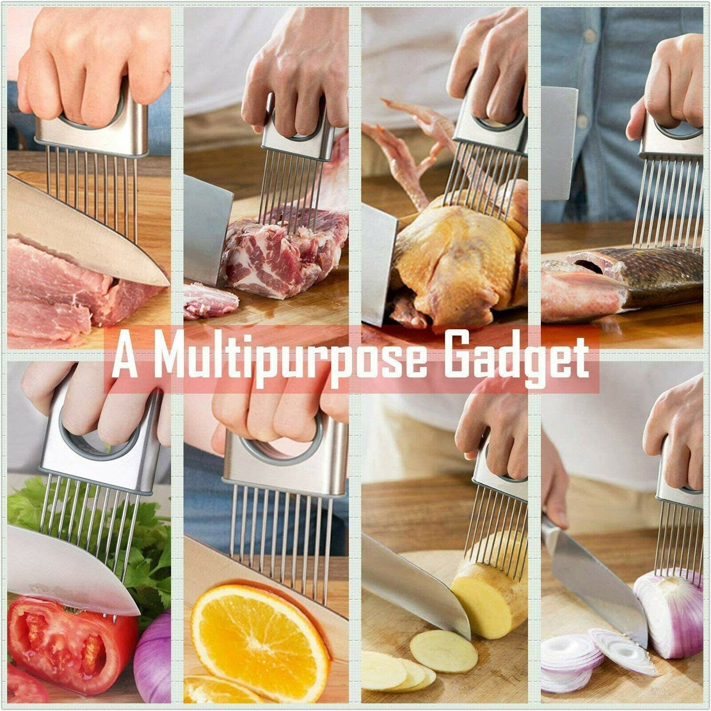 Stainless Steel Onion Holder & Meat Tenderizer – Multi-Purpose Kitchen Tool