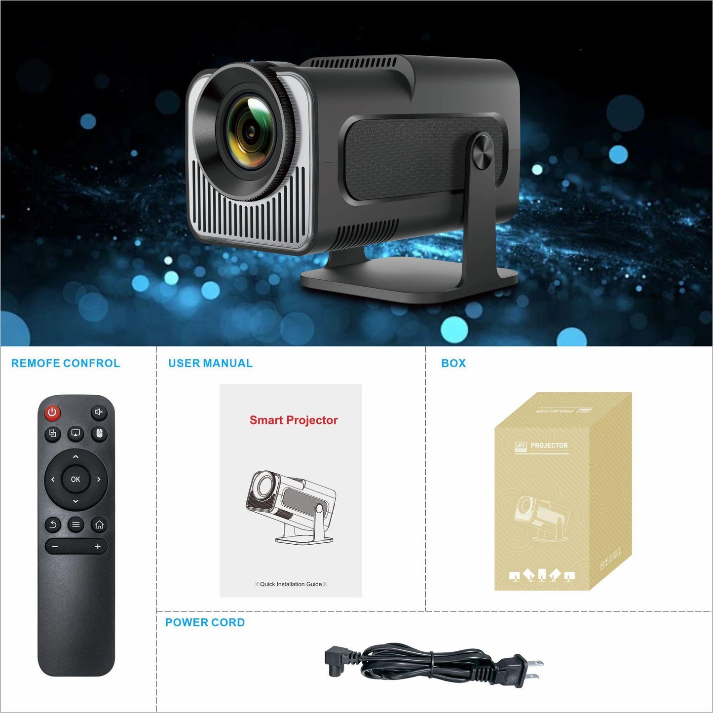 Mini Projector – 4K Compatible Bluetooth/USB/HDMI