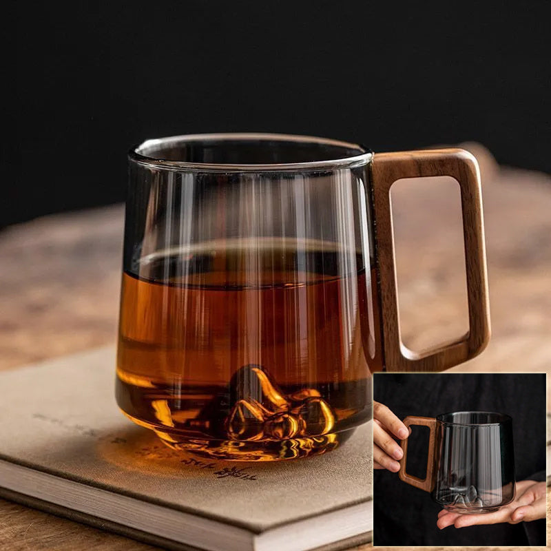 Guanshan Glass Cup with Wooden Handle