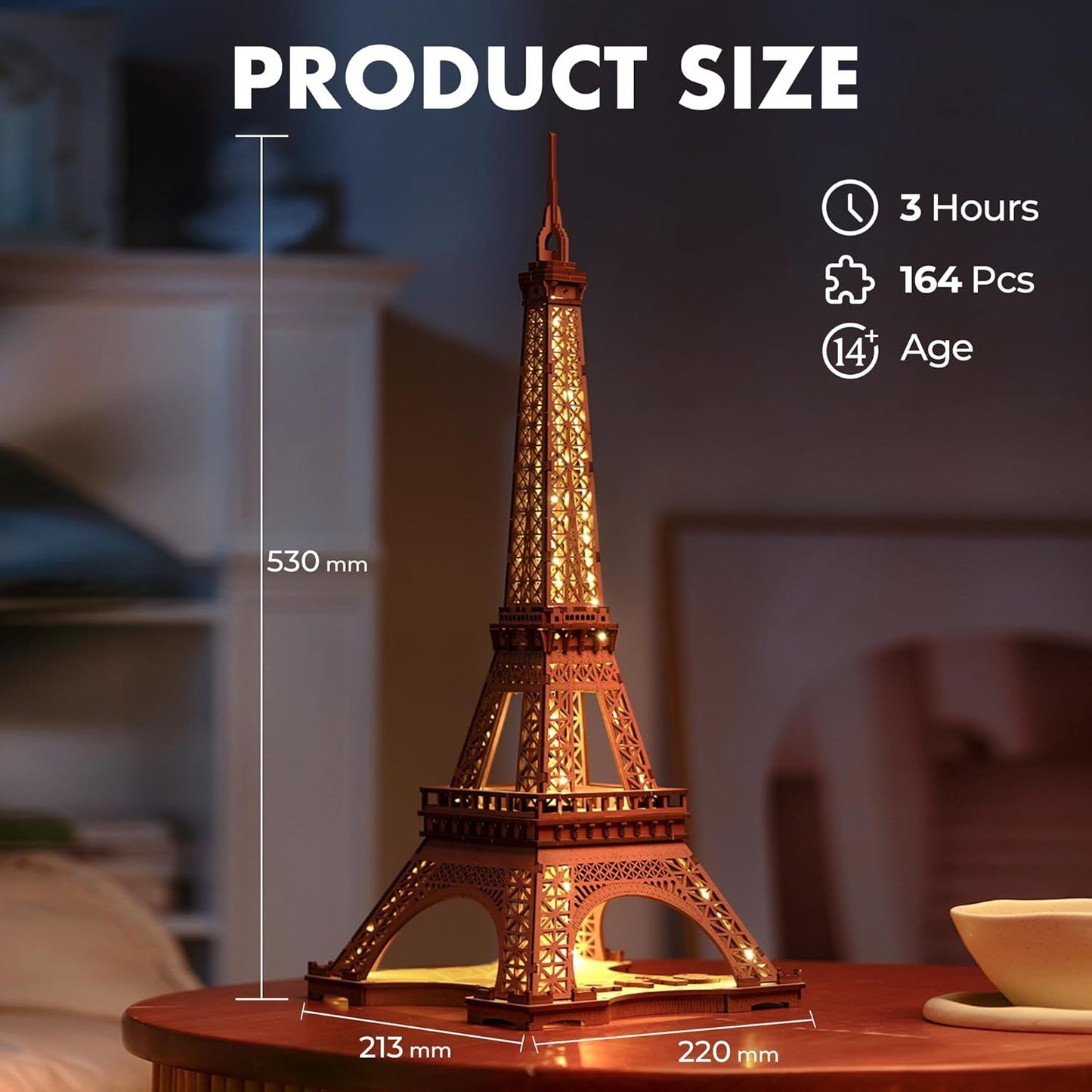 Rolife Night of the Eiffel Tower 3D Wooden Puzzle