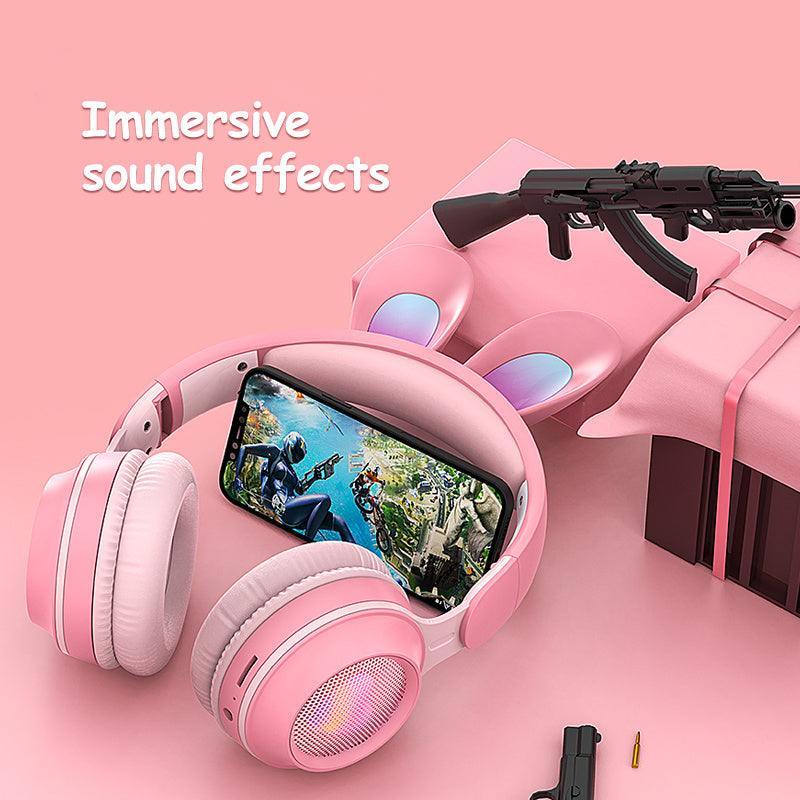 Cute & Bright Rabbit Ear Wireless Headphones