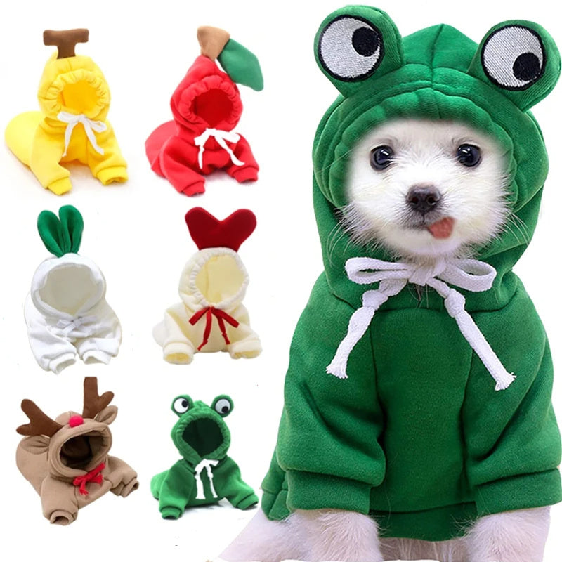 Cozy Fruit Hoodie for Small Dogs & Cats – Winter Fleece Outfit