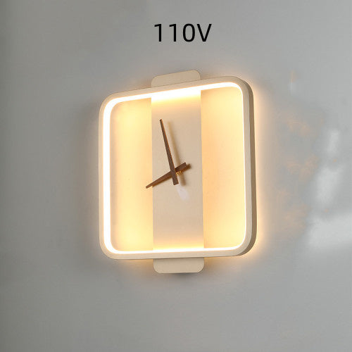 Nordic Bedroom Wall Lamp with Clock