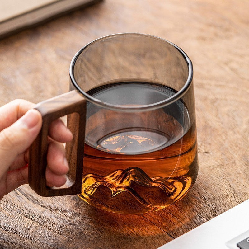 Guanshan Glass Cup with Wooden Handle
