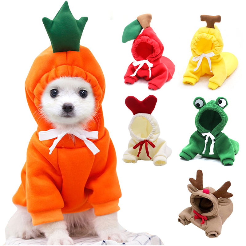 Cozy Fruit Hoodie for Small Dogs & Cats – Winter Fleece Outfit