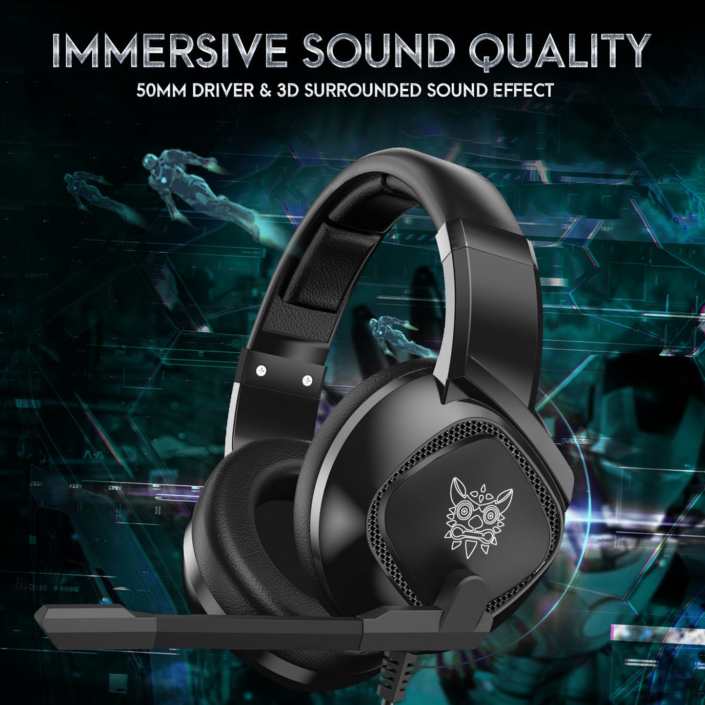 RGB Over-Ear Headphones with Noise Isolation & Adjustable Mic