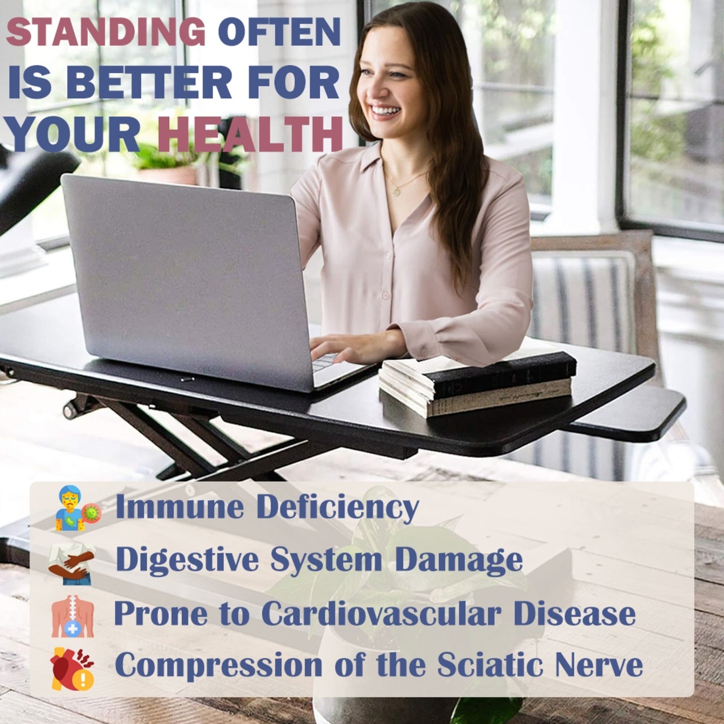 32-Inch Height Adjustable Desk Converter – Sit-to-Stand Workstation