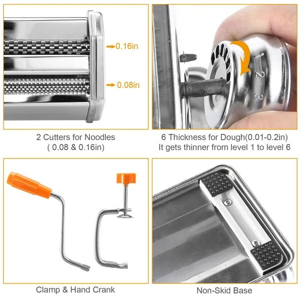 Manual Pasta Roller Machine – Fettuccine & Noodle Maker