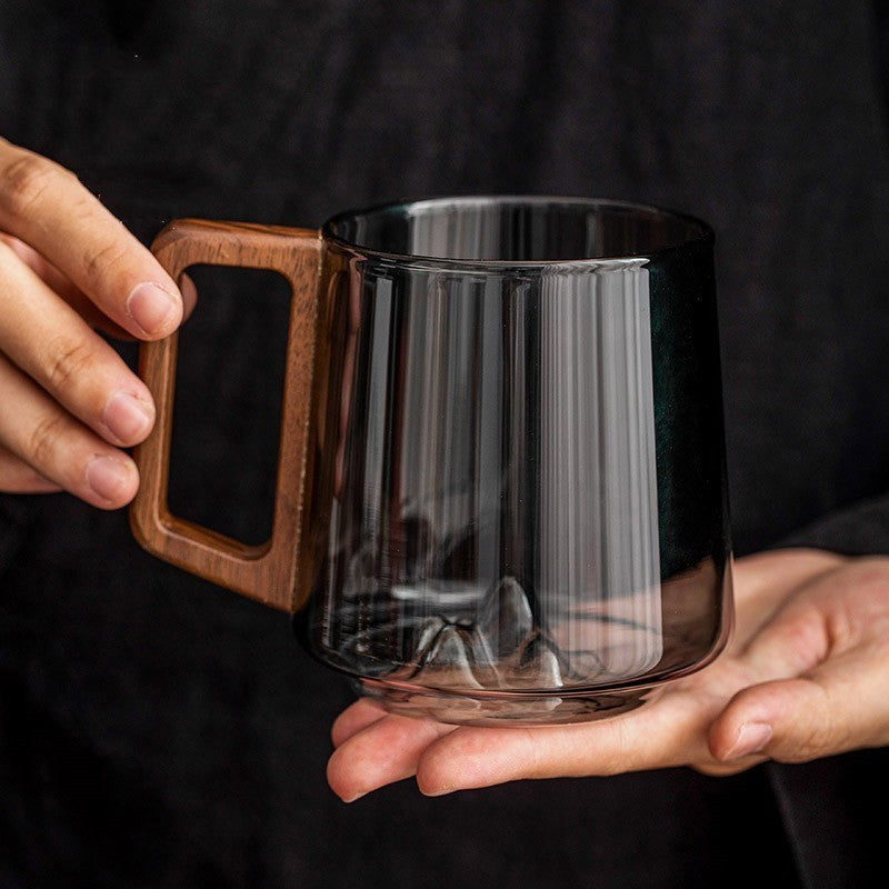 Guanshan Glass Cup with Wooden Handle