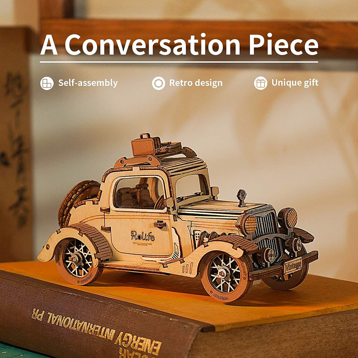Robotime Rolife Vintage Car 3D Wooden Puzzle