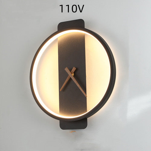 Nordic Bedroom Wall Lamp with Clock