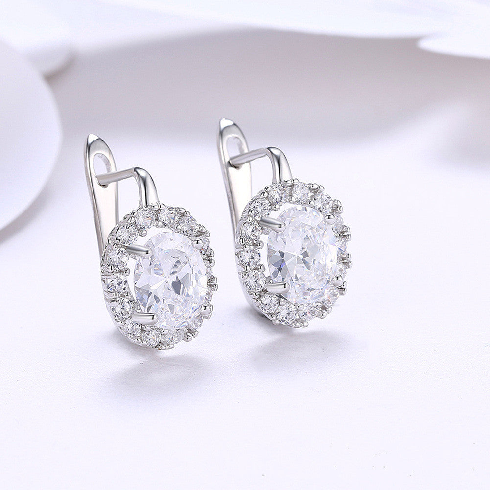 Big Zircon White Glamorous Earrings