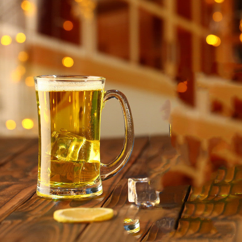 Beautifully brought a transparent glass beer mugs