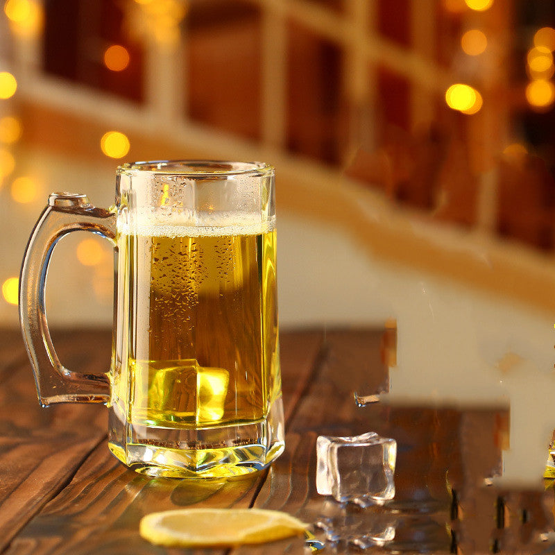 Beautifully brought a transparent glass beer mugs