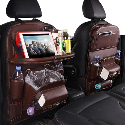 Premium PU Leather Car Seat Back Organizer