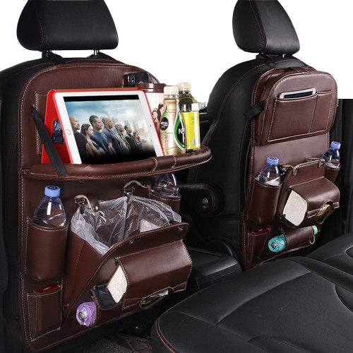 Premium PU Leather Car Seat Back Organizer