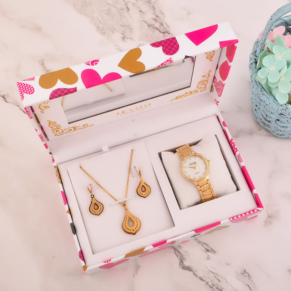 Gold Watch Necklace Set