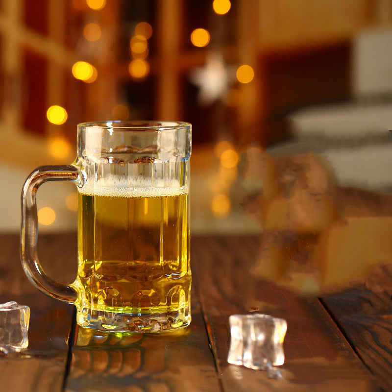 Beautifully brought a transparent glass beer mugs