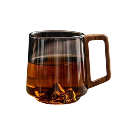 Guanshan Glass Cup with Wooden Handle