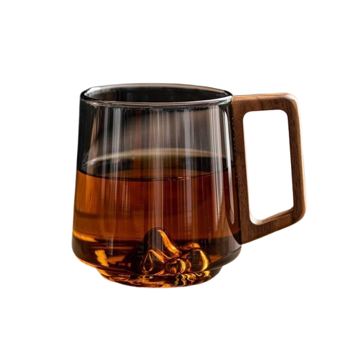 Guanshan Glass Cup with Wooden Handle