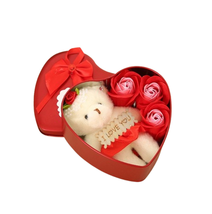 Flower Gift Box with Plush Bear