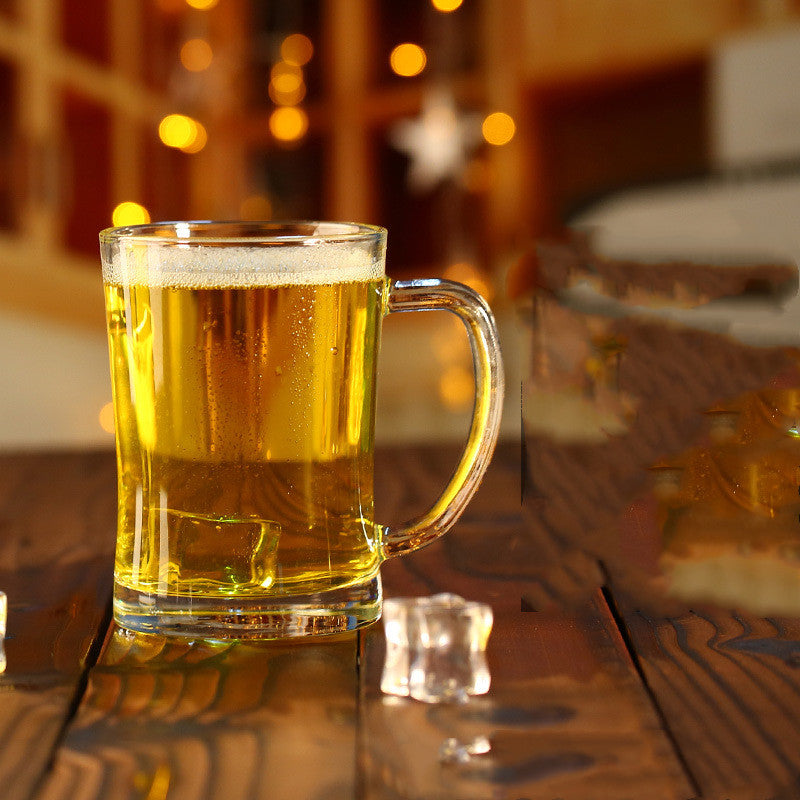 Beautifully brought a transparent glass beer mugs