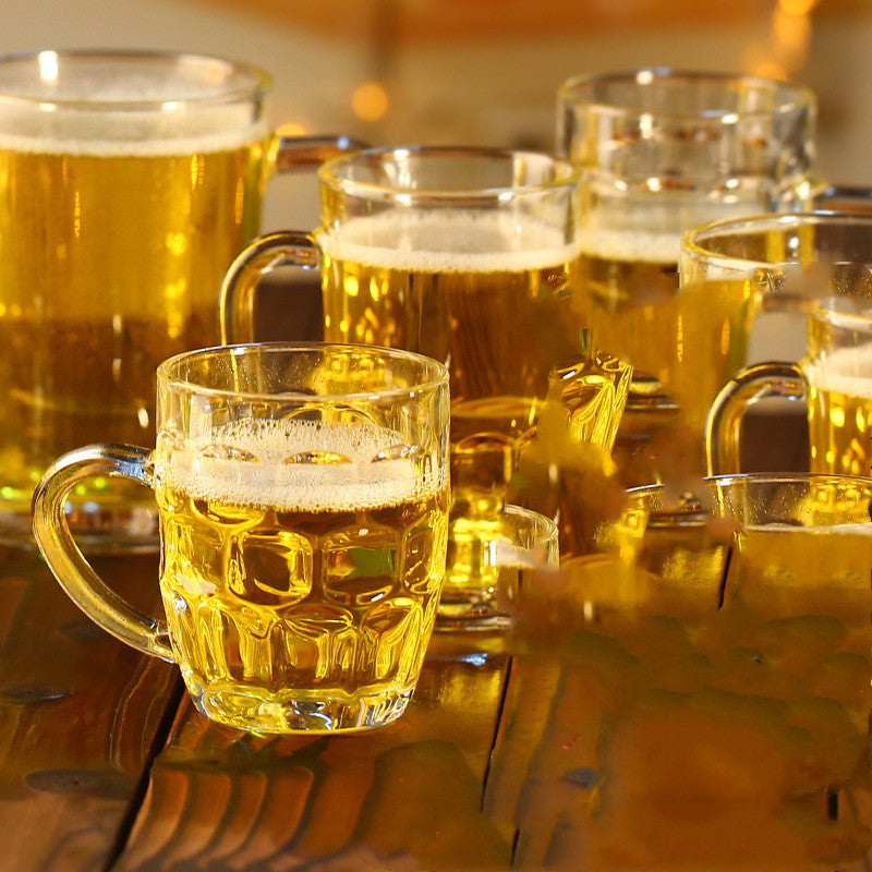 Beautifully brought a transparent glass beer mugs