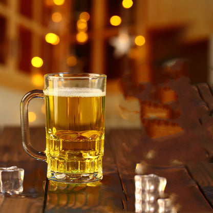 Beautifully brought a transparent glass beer mugs