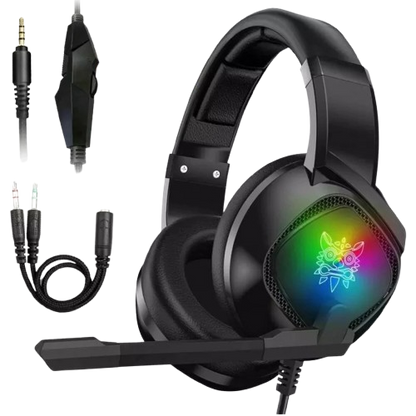 RGB Over-Ear Headphones with Noise Isolation & Adjustable Mic