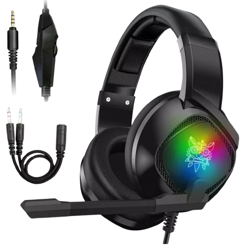 RGB Over-Ear Headphones with Noise Isolation & Adjustable Mic