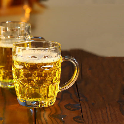 Beautifully brought a transparent glass beer mugs