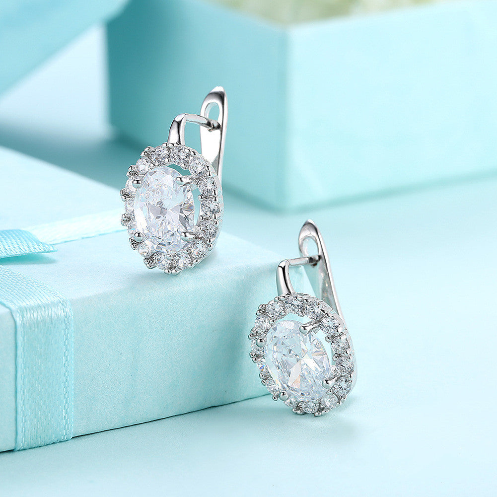 Big Zircon White Glamorous Earrings