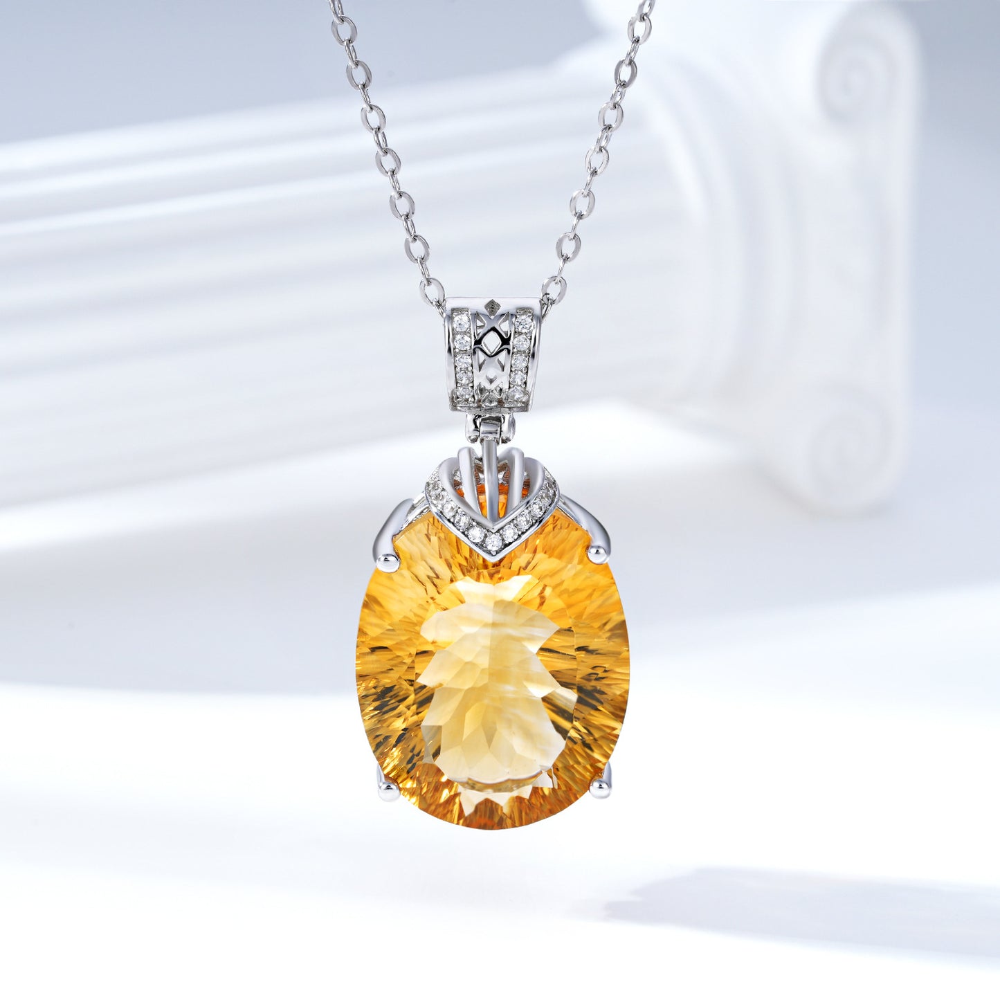 Elegant Topaz Pendant: Luxury 925 Necklace