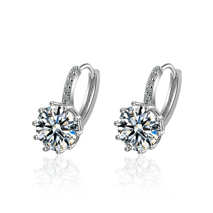 Big Zircon White Glamorous Earrings