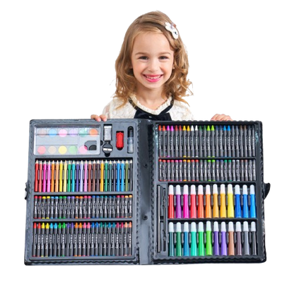 All-in-One Art Supplies Kit – Paintbrushes, Oil Pastels, and Watercolor Pens