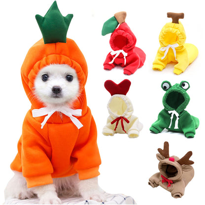Cozy Fruit Hoodie for Small Dogs & Cats – Winter Fleece Outfit