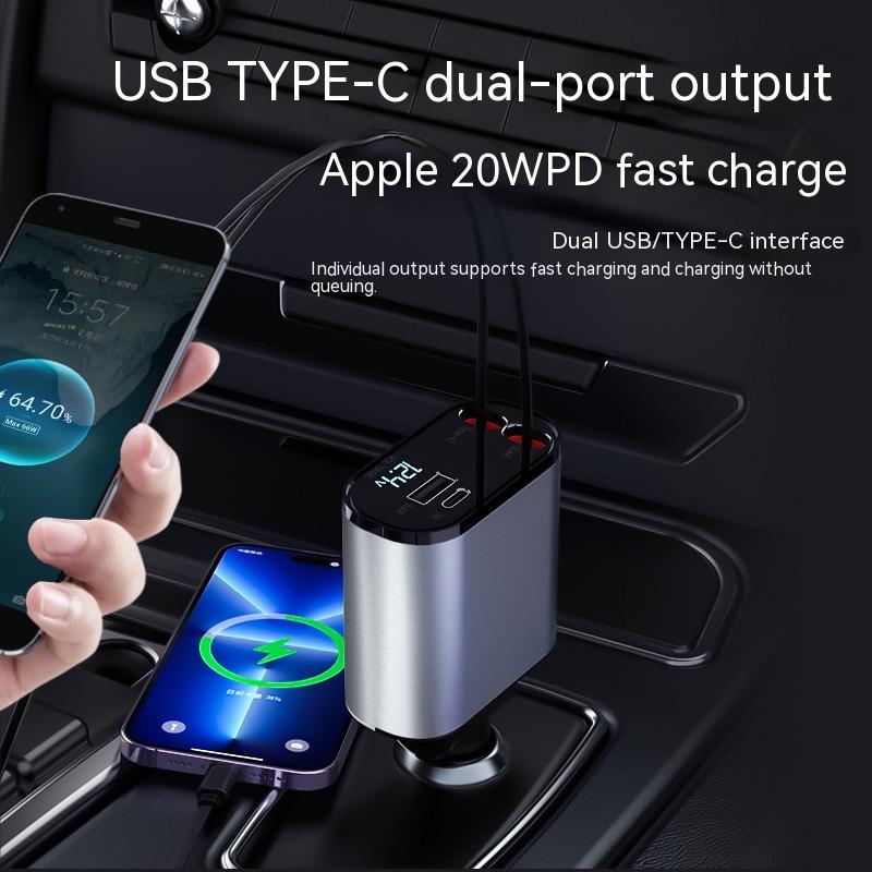 Metal Car Charger: Super-Fast USB & TYPE-C Adapter