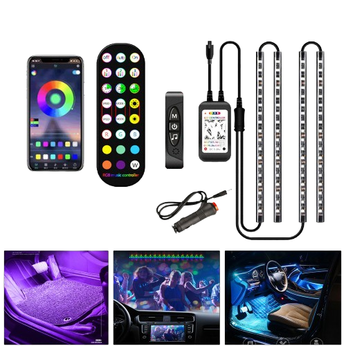 Decorative Wireless LED Strip – Car Ambient Lighting with Music Control